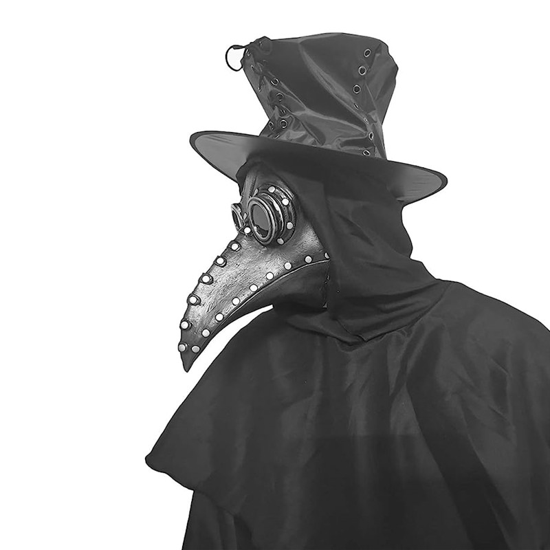 Disposable Surgical Mask - 5 Stück schwarze Gummi-Pestdoktor-Maske, lange Nase,