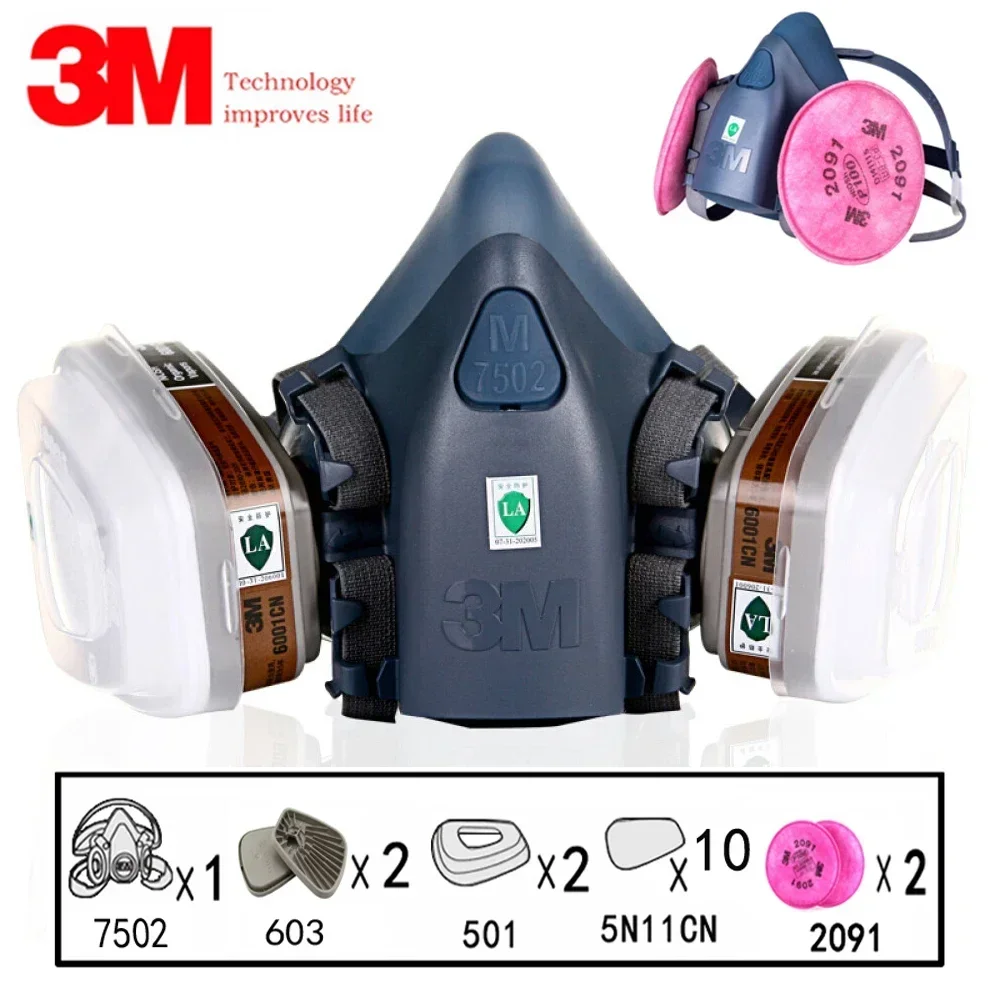 Dust Mask Construction - 17-in-1 3M 7502 Staub-Gas-Atemschutzmaske, halbes Gesicht,